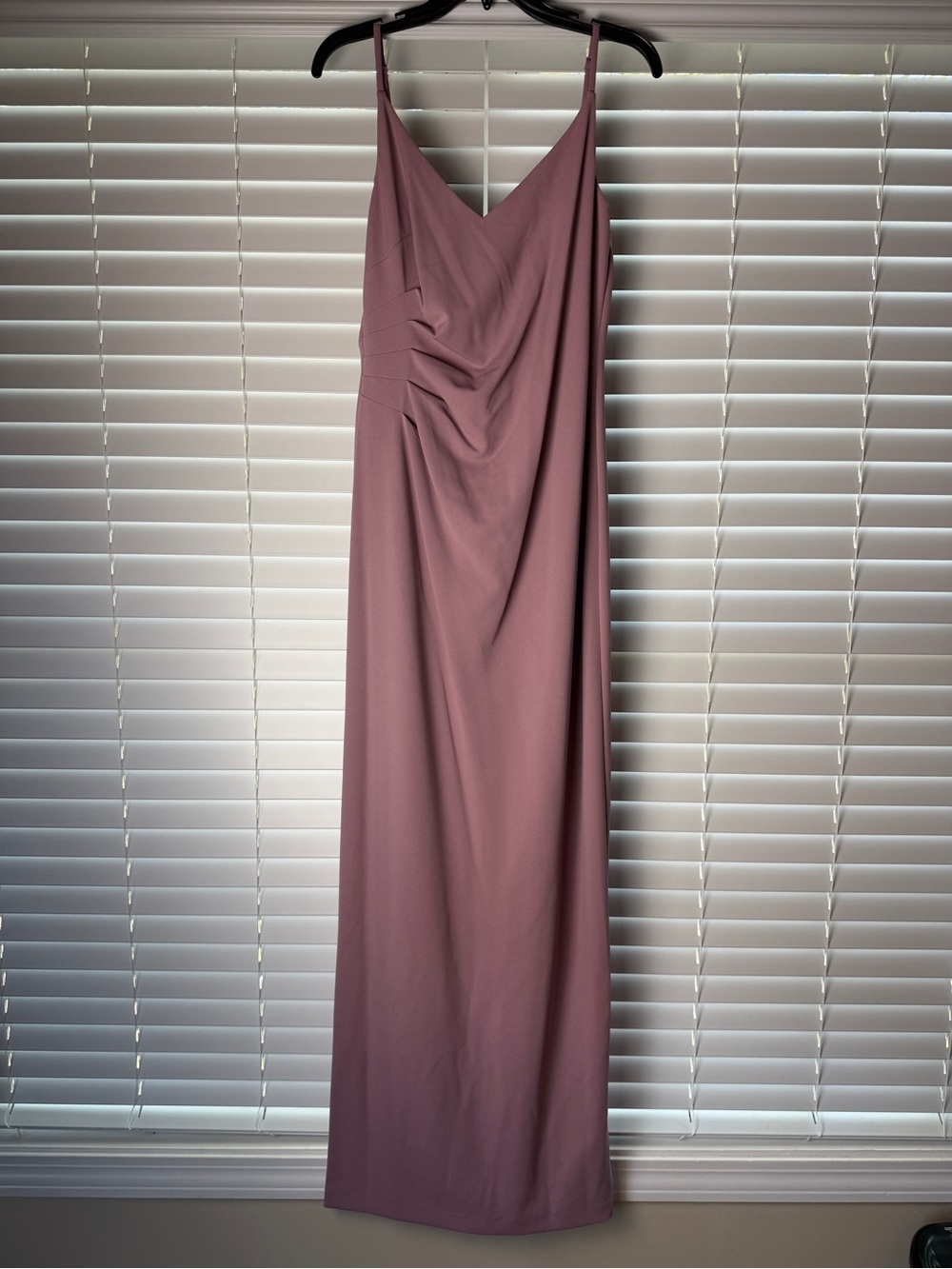 Adrianna Papell Mauve Maxi Slip Dress with Draped Detail size 10